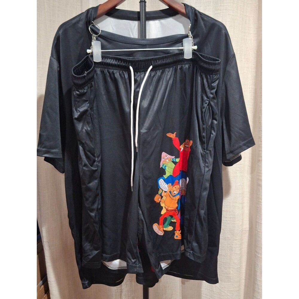 Fat Albert & The Cosby Kids Men's 2-Piece Set 3XL Black T-Shirt Mesh Shorts